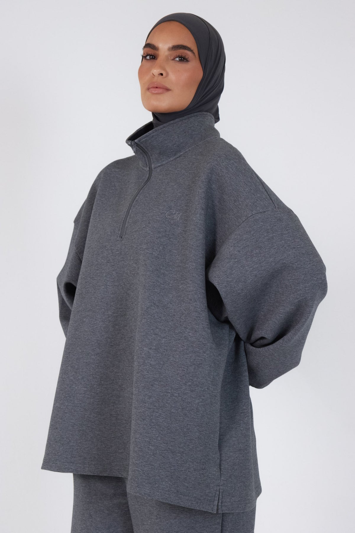 Le Sweat Zip Comfy Gris foncé