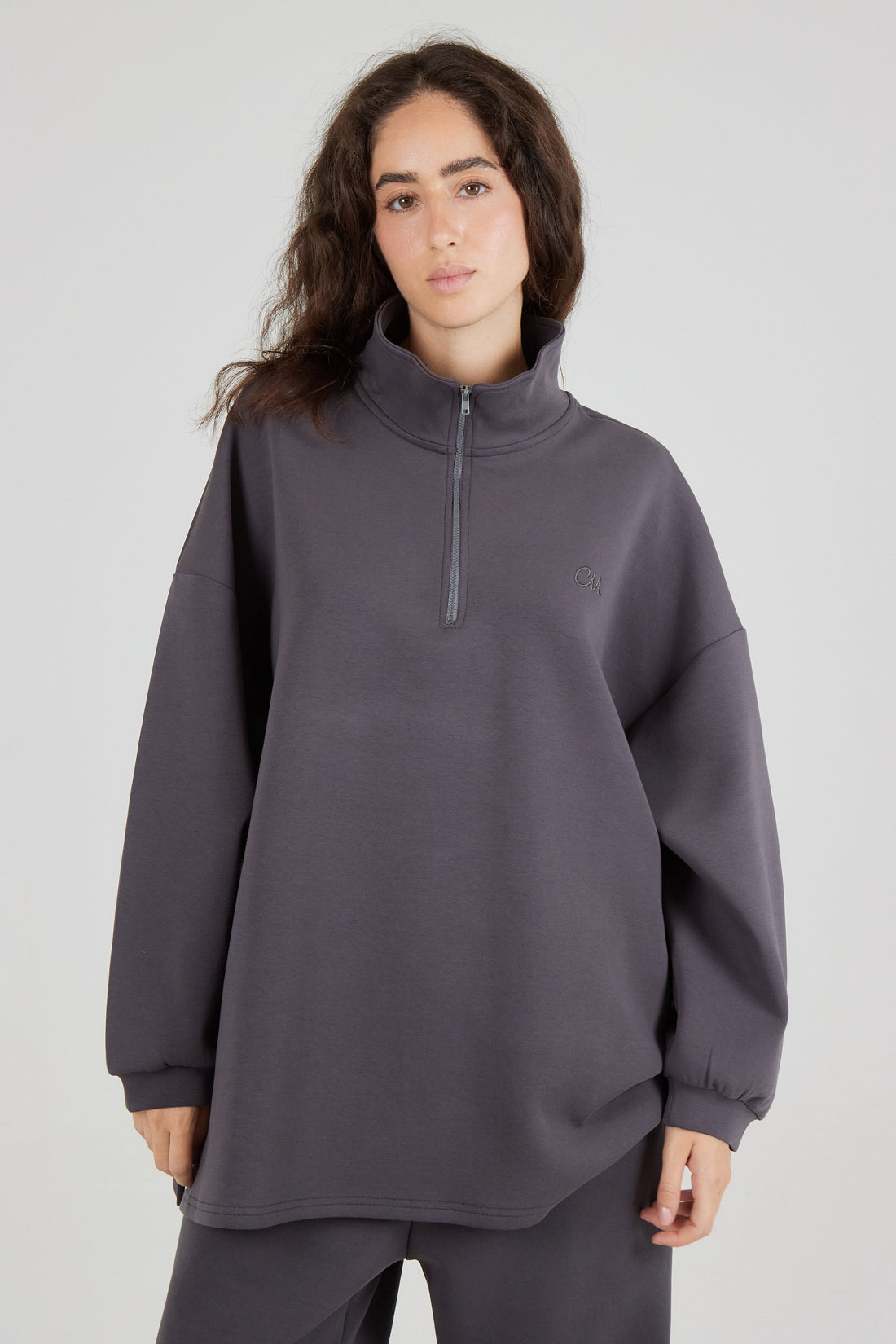 Le Sweat Zip Comfy Gris Anthracite