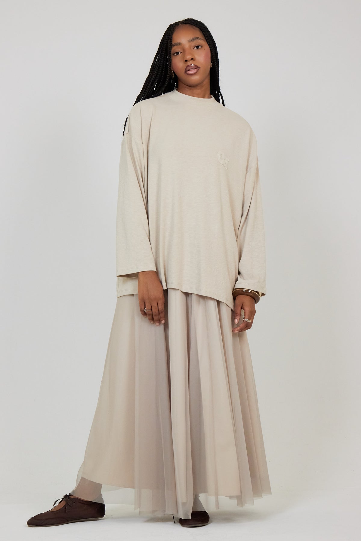 La Jupe Tulle Beige