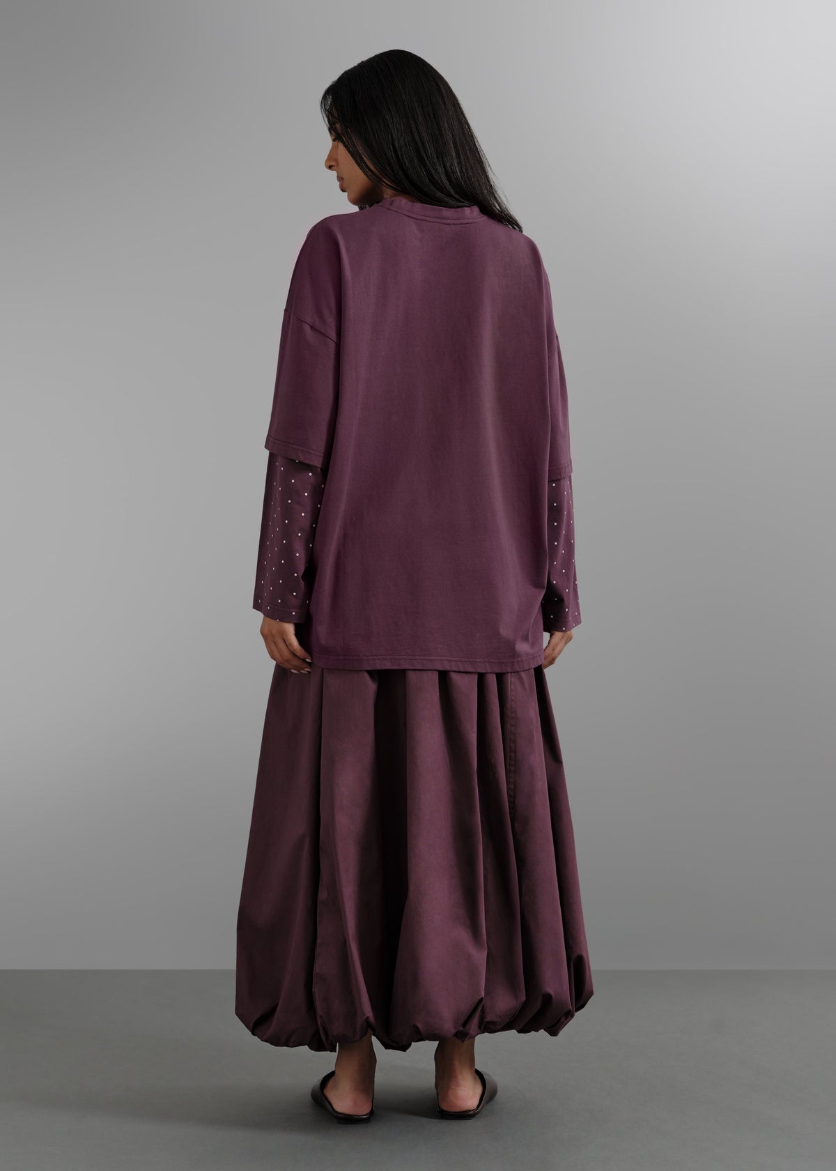 Le Top Layer à Pois Aubergine